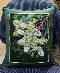 needlespoint pillow with framed border