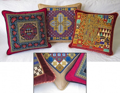 Needlepoint pillows with framed border