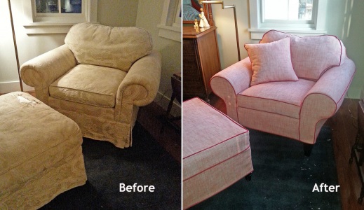 Armchair and ottoman slipcovers