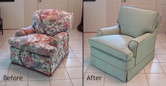 Armchair slipcovered in Sunbrella fabric