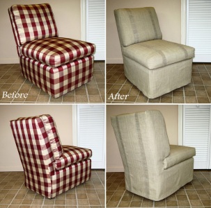 Slipcovered slipper chair