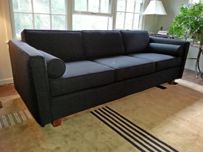 Sofa slipcover with custom pillows