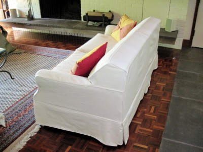 Slipcovered sofa bed