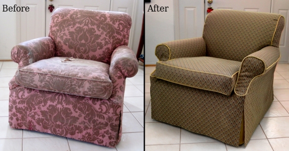 slipcovered armchair